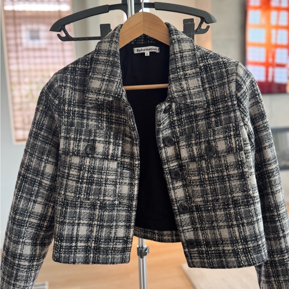 Reformation Monochrome Plaid Women's Blazer - Picture 1 of 3